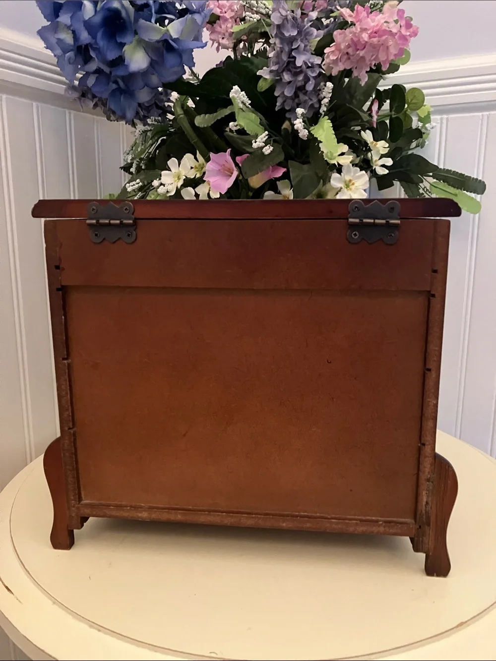 Classic Wood Jewelry Chest in Rich Brown Flip Up Top Mirror & 3 Drawers